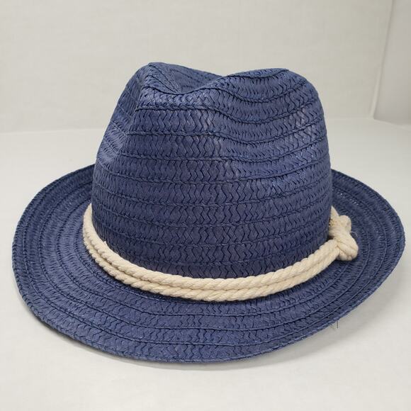 Straw Hat Mens One Size Blue Summer Fedora Cowboy Western Leisure Vacation Beach - Picture 6 of 16